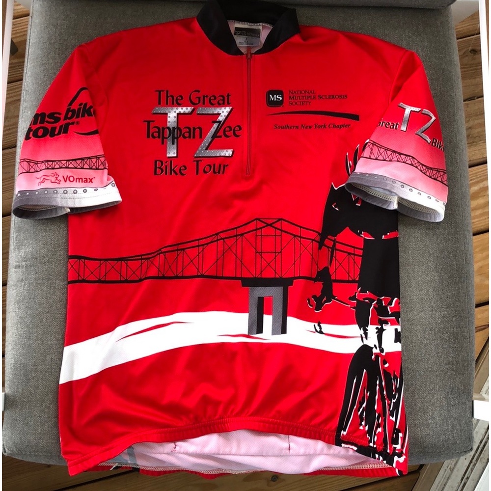 GREAT TAPPAN ZEE BRIDGE / MS TOUR 1/4 Zip Cycling Spinning Jersey
